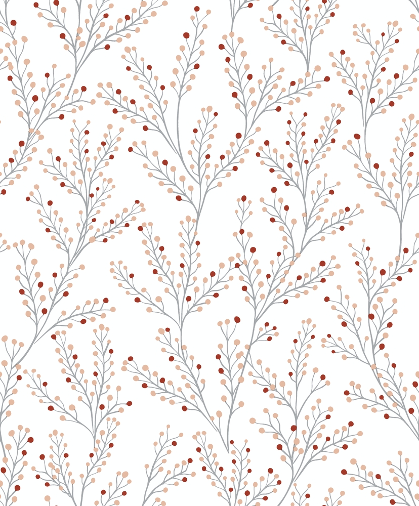 M57407 -  Papier Peint Intissé Branchage Scandinave Fond Blanc