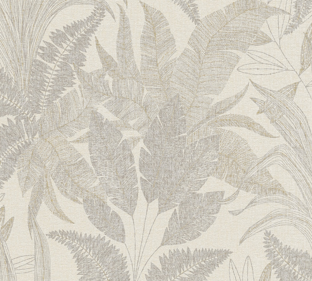 Papier peint expansé sur intissé motif fondu végétal beige avec texture relief