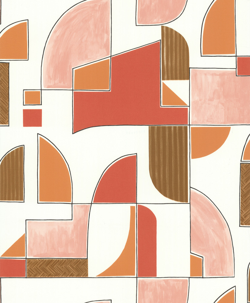 Papier peint vinyle sur intissé motif macramé terra nude marron, effet texturé.