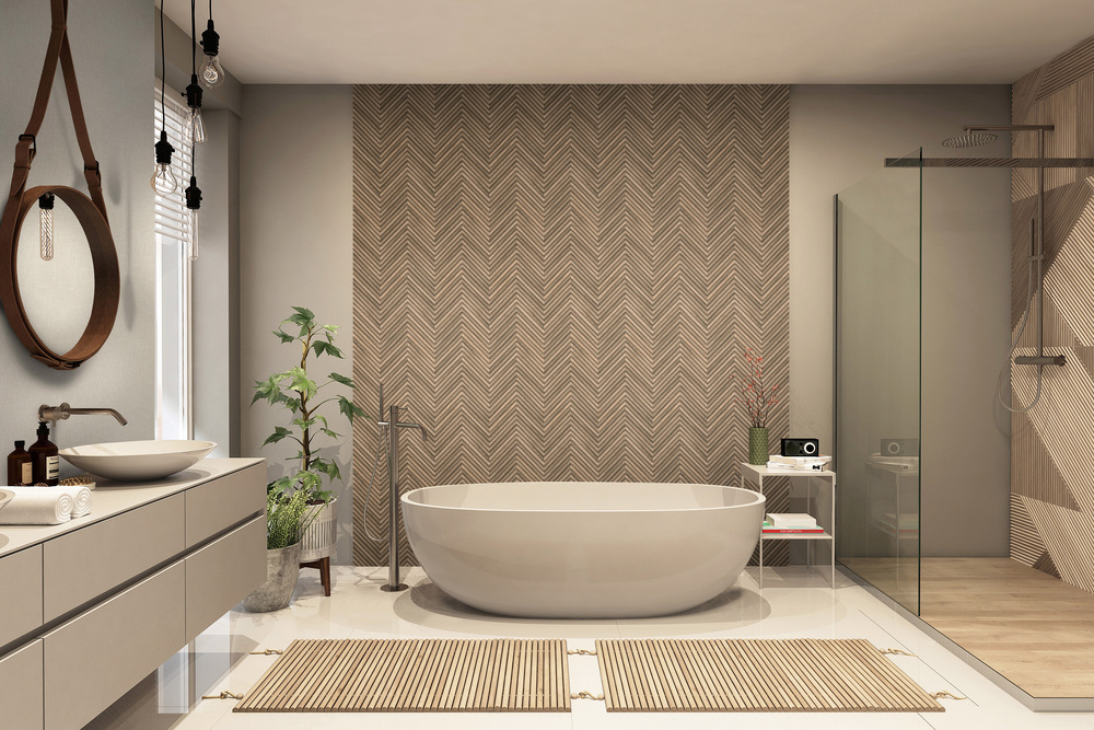 33377 - Papier Peint Intissé Effet Bois Chevrons Marron