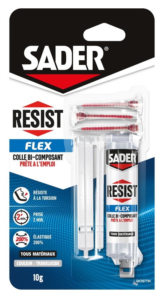 Colle cyanoacrylate bi-composant Resist Flex translucide de 10 g, pour un assemblage puissant et flexible.