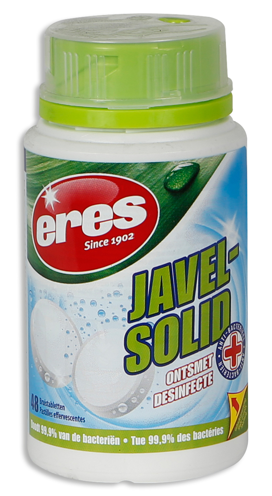 Boîte de 48 pastilles Javel effervescentes pour la désinfection et l'hygiène générale.