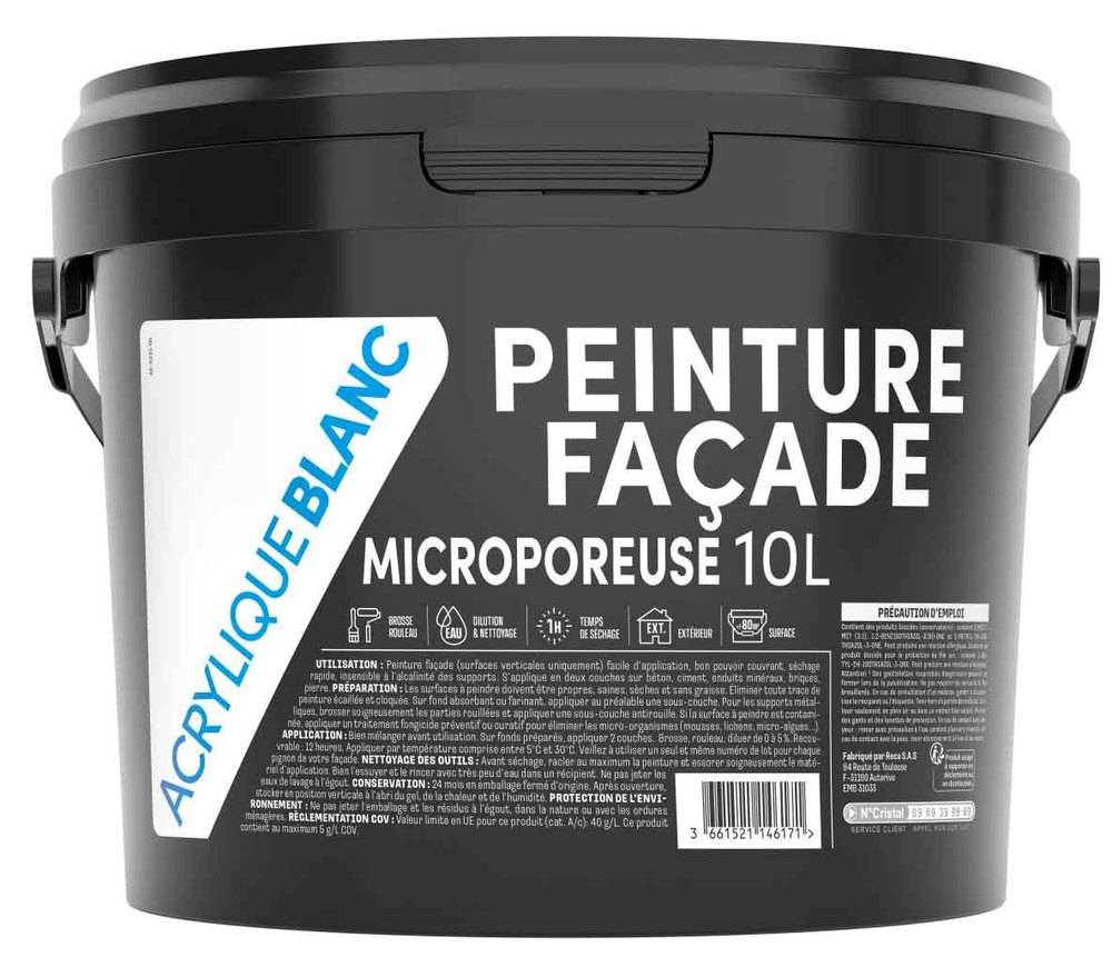 Peinture Façade Acrylique Mate Microporeuse 10L