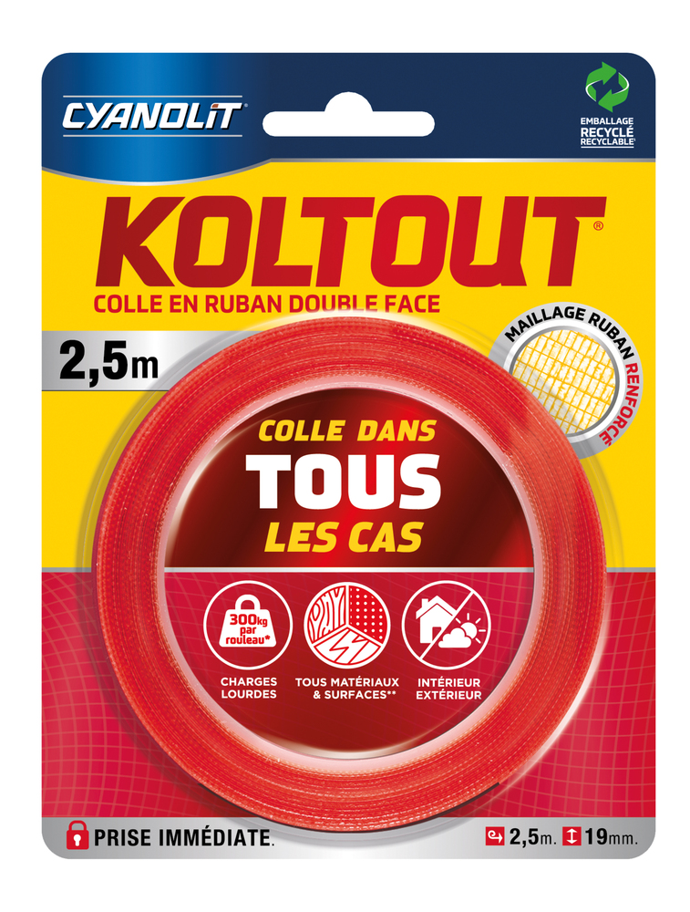 Ruban Adhésif Double Face Cyanolit Koltout Express 2.5mx19mm