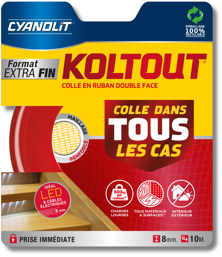 Colle Double Face Koltout Ruban Extra Fin 8mmx10m