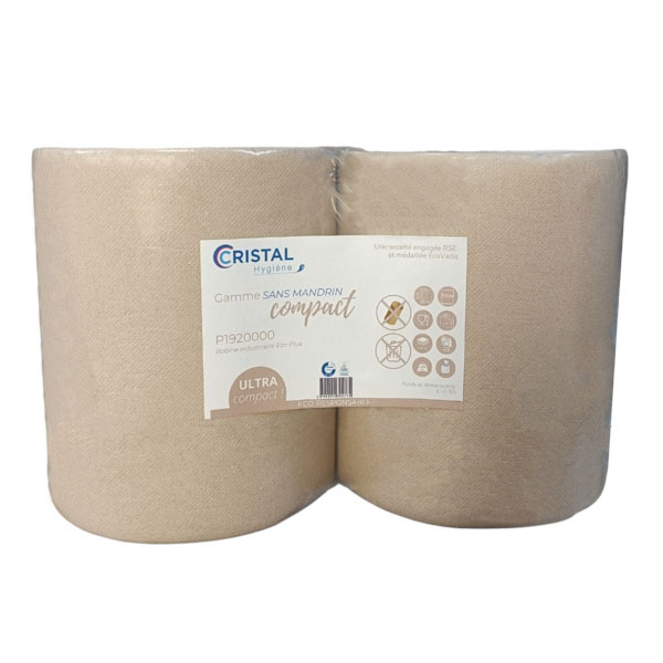 Bobines d'essuyage professionnelles en ouate gaufrée ultra absorbante sans mandrin, lot de 2