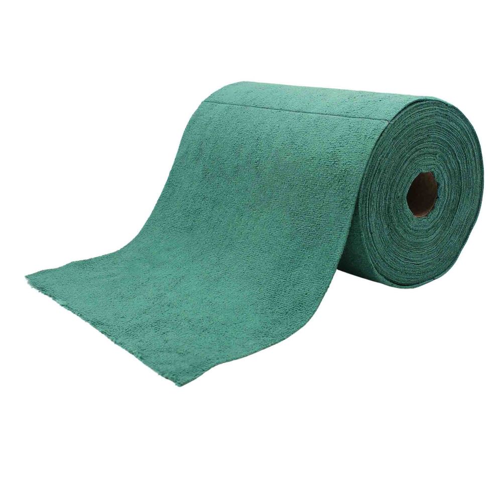 Bobine d'essuyage microfibre verte 75 feuilles 30x30 cm ultra-absorbante