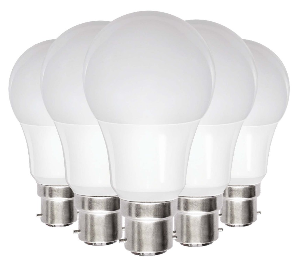 Ampoule LED opaque forme poire classique culot B22 9W 810 lumens lumière blanc froid, lot de 5