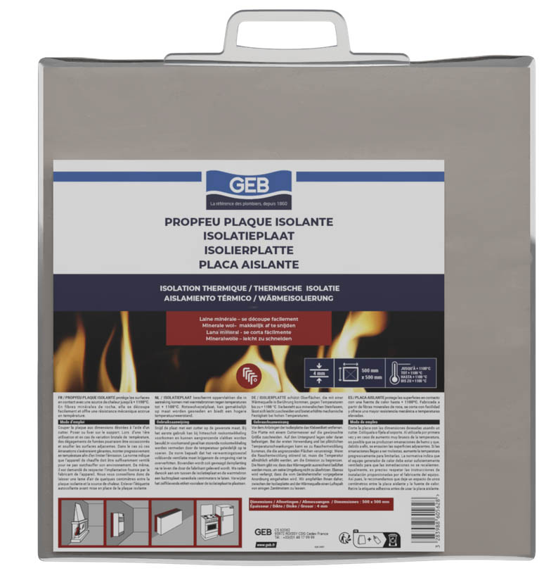 Propfeu : Plaque Isolante 500 x 500 x 4 mm Sans Amiante
