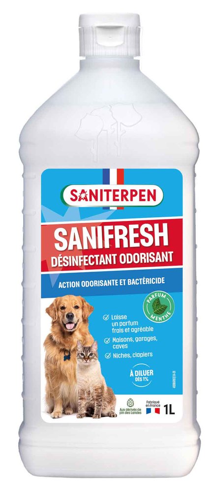 Flacon de désinfectant odorisant Sanifresh 1L pour l'hygiène générale