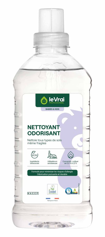 Flacon de Nettoyant Odorisant Tous Types de Sols 1L, formule concentrée pour une propreté éclatante et un parfum frais.
