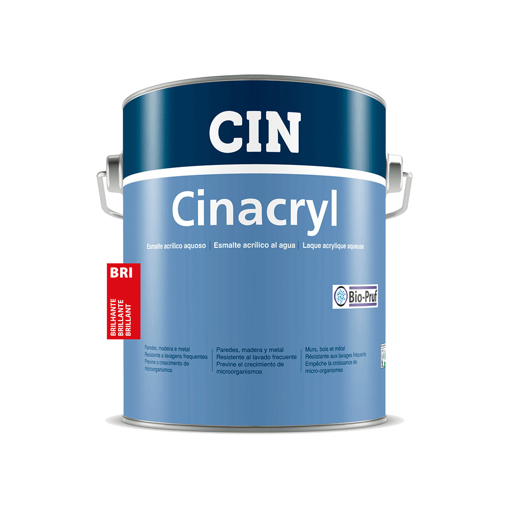 Pot de peinture laque Cinacryl blanc brillant 4L pour intérieur