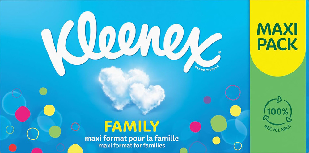 Boîte de mouchoirs blancs Family de 128 doubles épaisseurs pour l'essuyage ménager