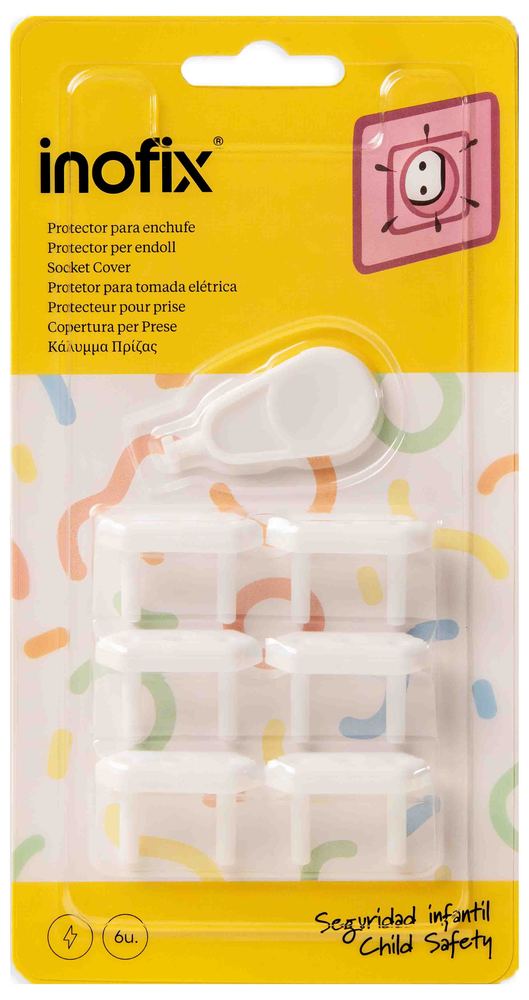 Lot de 6 protections de prises électriques en plastique blanc pour sécurité enfant