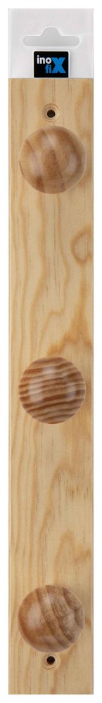 Portemanteau mural en bois naturel à 3 têtes pour accrochage