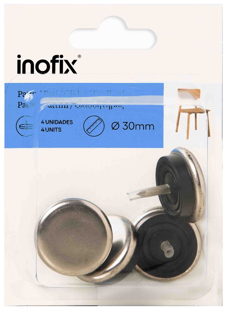 Patin de meuble en métal acier à clouer diamètre 30 mm, lot de 4, pour protéger les sols