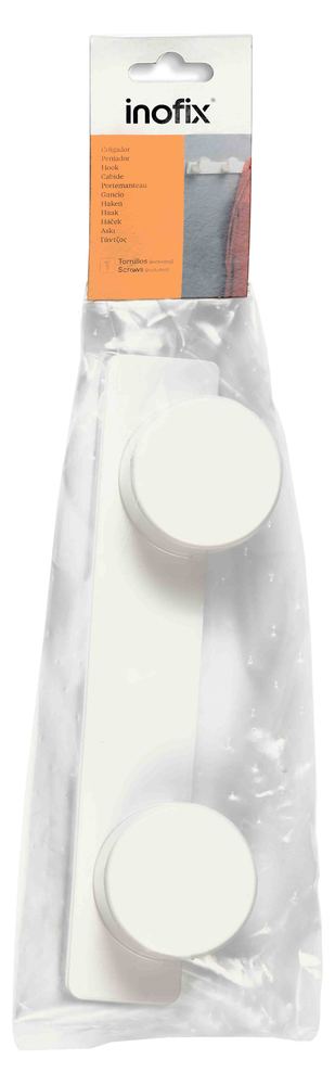 Portemanteau Double Plastique Blanc en Sachet Accrochable