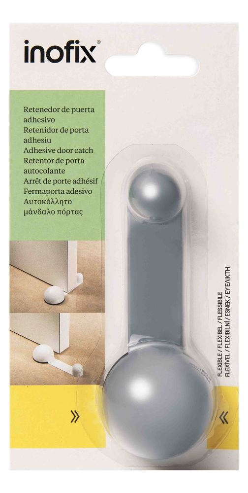 Butée arrêt de porte rotatif adhésif gris médium Ø40 mm, à fixer au sol ou au mur