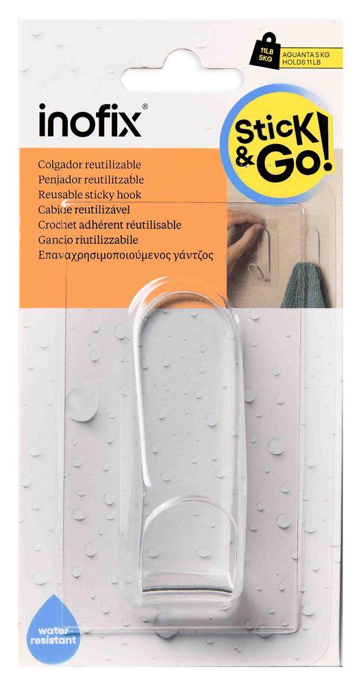 Crochet Adhésif Réutilisable Transparent Forme "J"