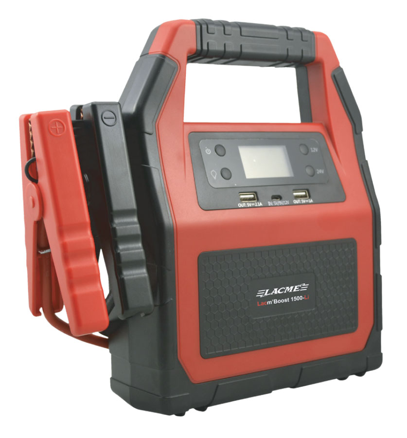 Booster à batterie lithium portable Lacm'Boost 1500-Li 12V et 24V avec pinces de démarrage