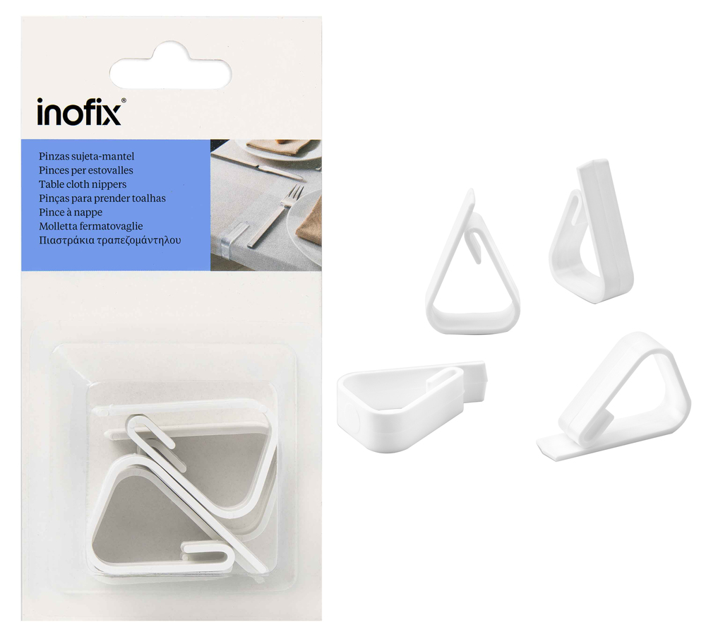 Pince Attache Nappe Blanche Lot de 4 