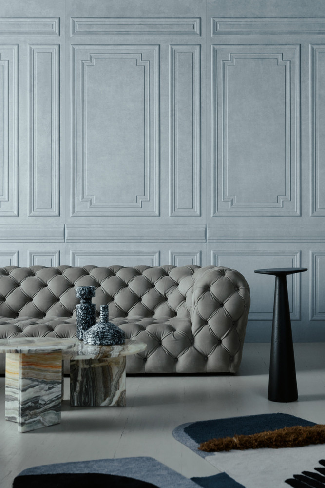 "Collection d'échantillons de revêtements muraux ""Objet"" à la contremarque, présentant diverses textures et coloris."