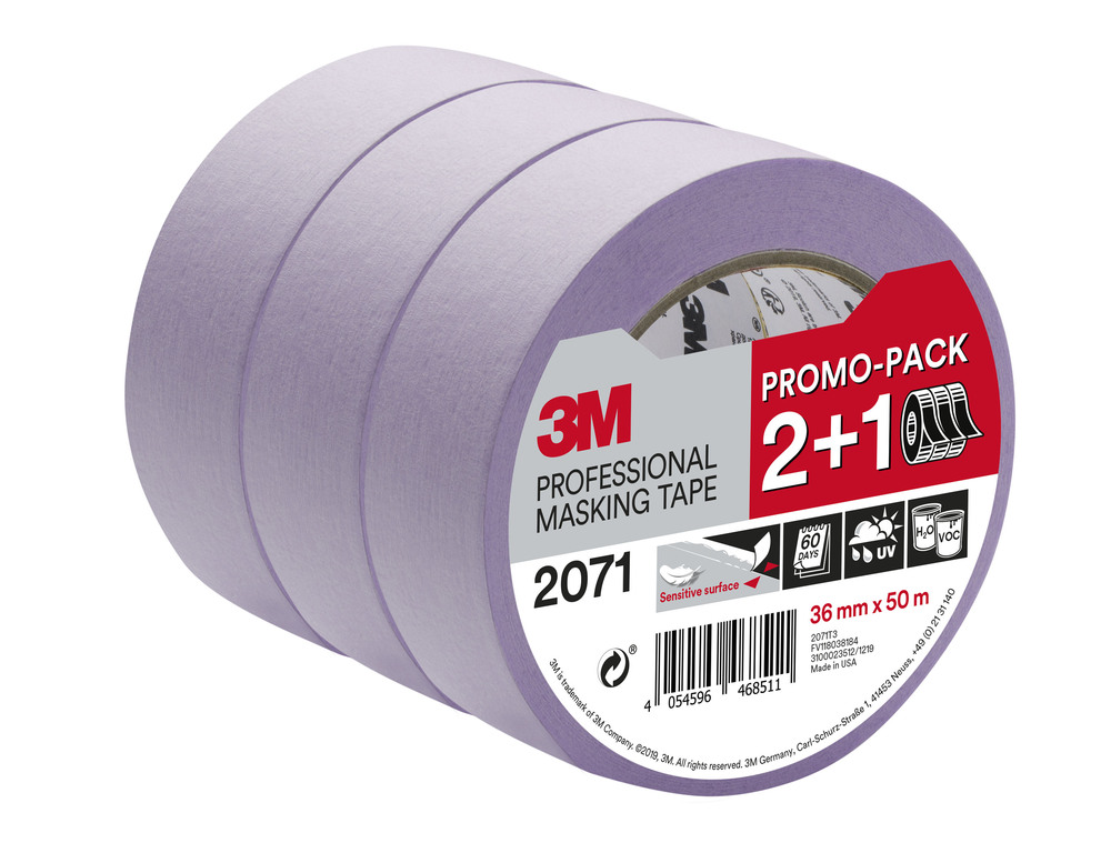 2071 Lot 2+1 Gratuit Masquage Spécial Surfaces Délicates Violet 36mmx50m 