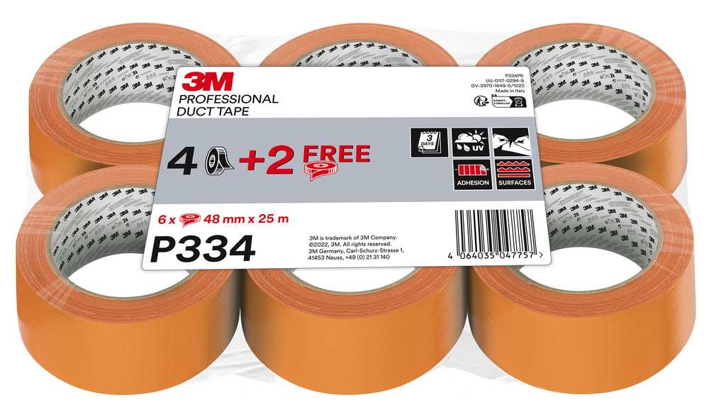 Lot de 6 rouleaux de toile façadier adhésive P334 48mmx25m pour masquage et protection en bâtiment.