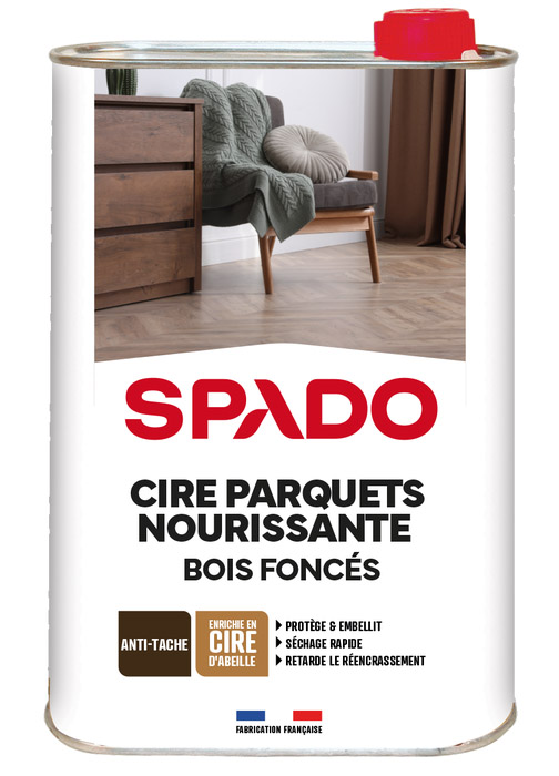 Cire Nourrissante Liquide pour Parquets Bois Foncés, flacon 1 Litre, protège et ravive la couleur