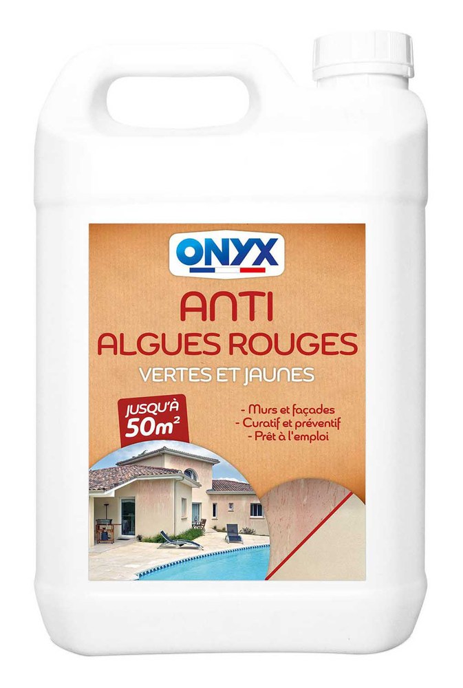Anti-algues rouges, vertes et jaunes 5L pour le nettoyage des façades et toitures