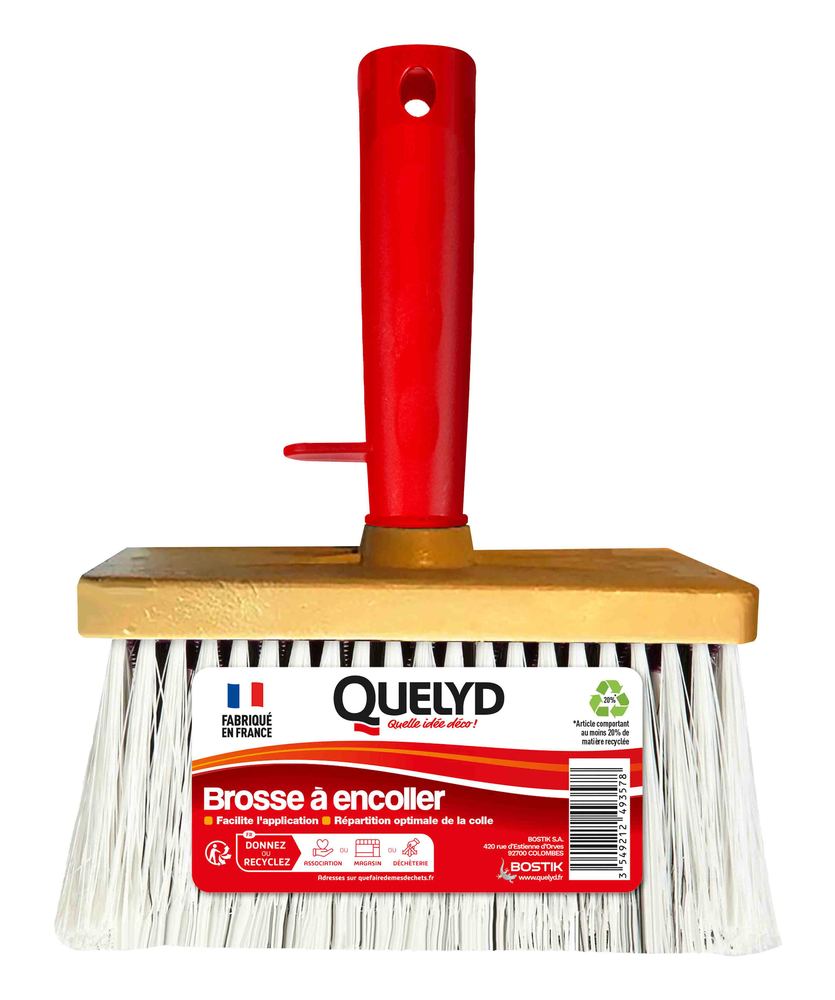 Brosse à encoller de tapissier pour papier peint, avec poils synthétiques et manche ergonomique