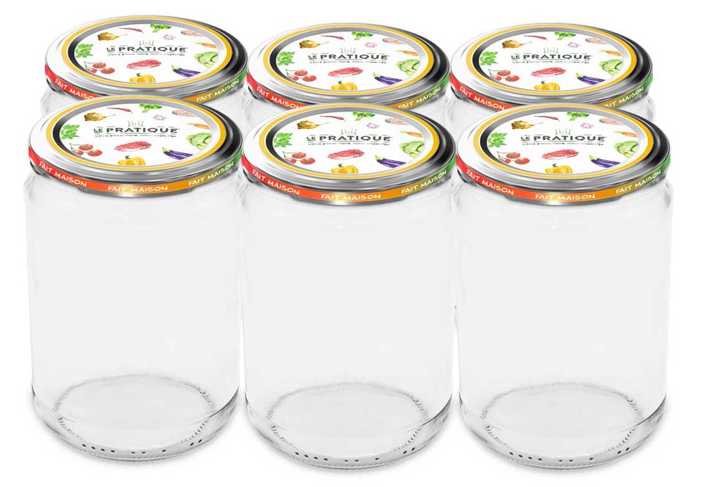 Lot de 6 bocaux en verre Le Pratique 500 ml Ø82 mm pour conserves alimentaires