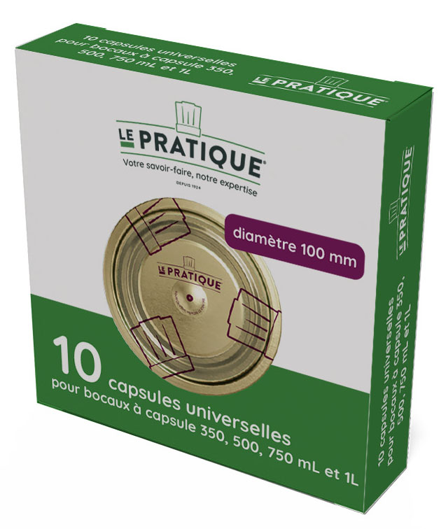 10 capsules universelles hermétiques pour bocaux Ø100 mm pour la conservation alimentaire