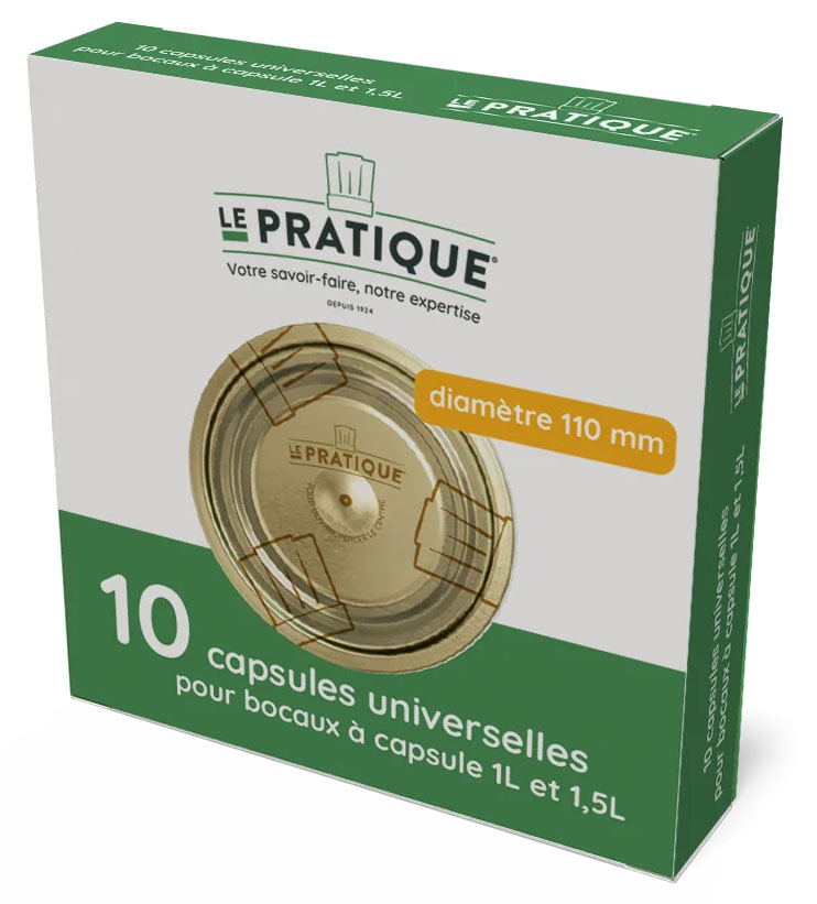 Lot de 10 capsules universelles pour bocaux de conservation Ø110 mm