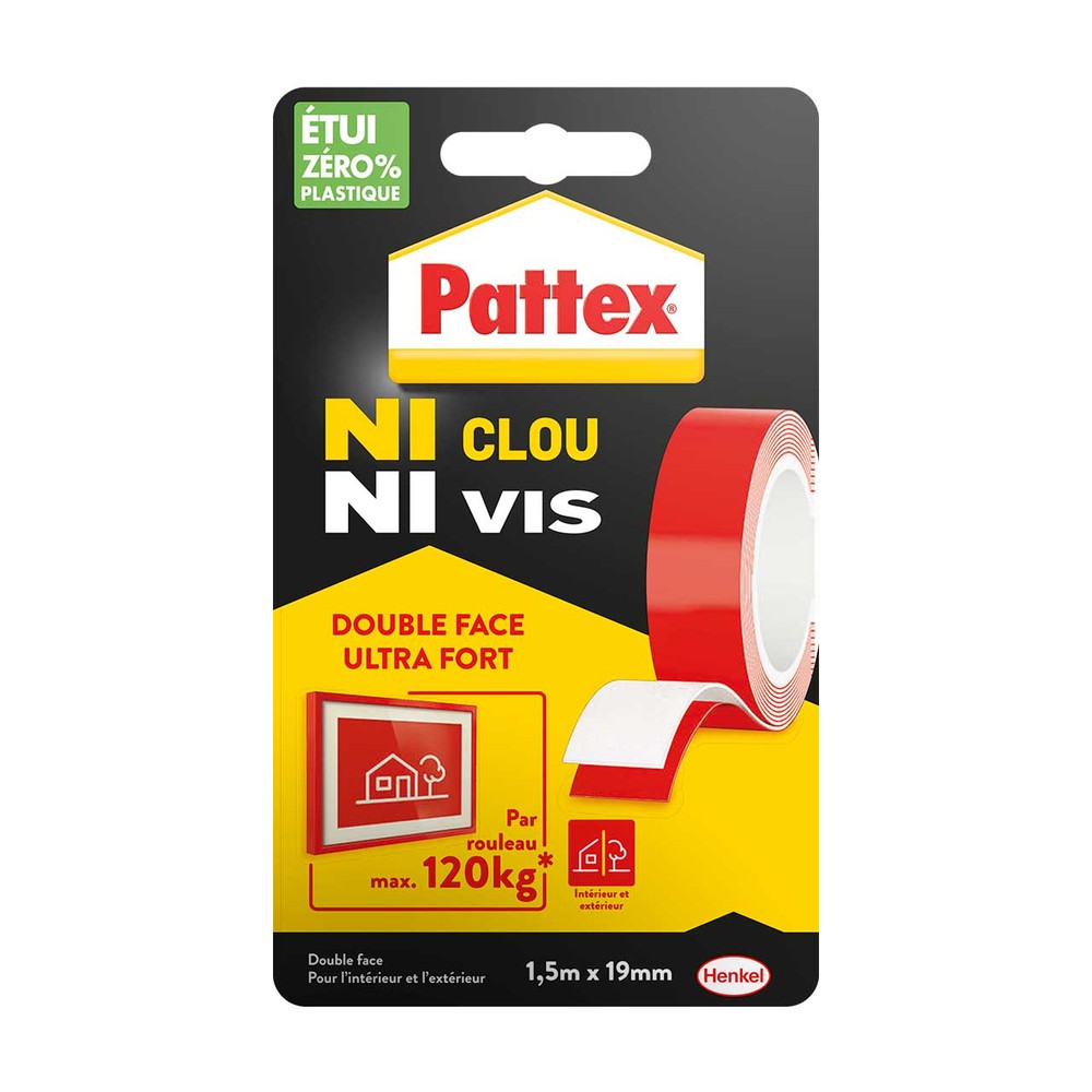 Adhésif Double Face Ni Clou Ni Vis Transparent 19 mm x 1.5 m