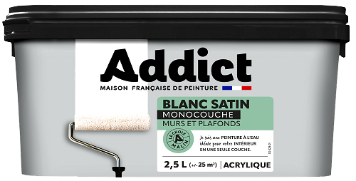 Pot de peinture intérieure Murs & Plafonds Monocouche Acrylique Blanc Satin 2.5L
