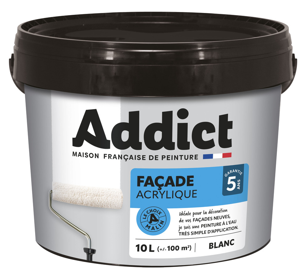 Peinture Addict Façade Acrylique Mat Velouté 10L résistante aux intempéries