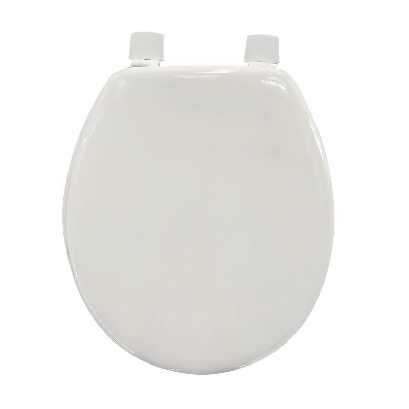 Abattant WC en MDF blanc, forme ovale, avec charnières en plastique