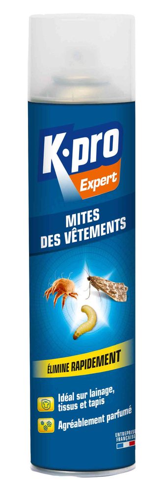 Bombe aérosol anti mites et larves pour la protection des vêtements 400 ml, référence TP18.