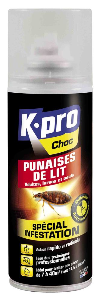 Aérosol insecticide anti punaises de lit 200 ml à diffusion automatique, pour traitement d'une pièce.