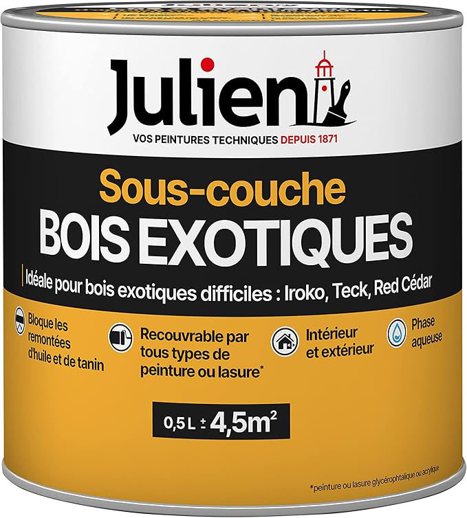 Sous-couche blanche 0.5L pour bois exotiques intérieurs, améliore l'adhérence