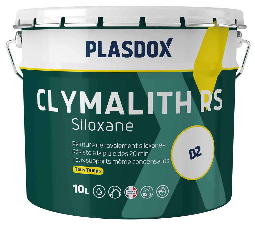 Peinture de façade Clymalith RS Siloxane D2 en pot, film mince D2, hydrofuge et respirante