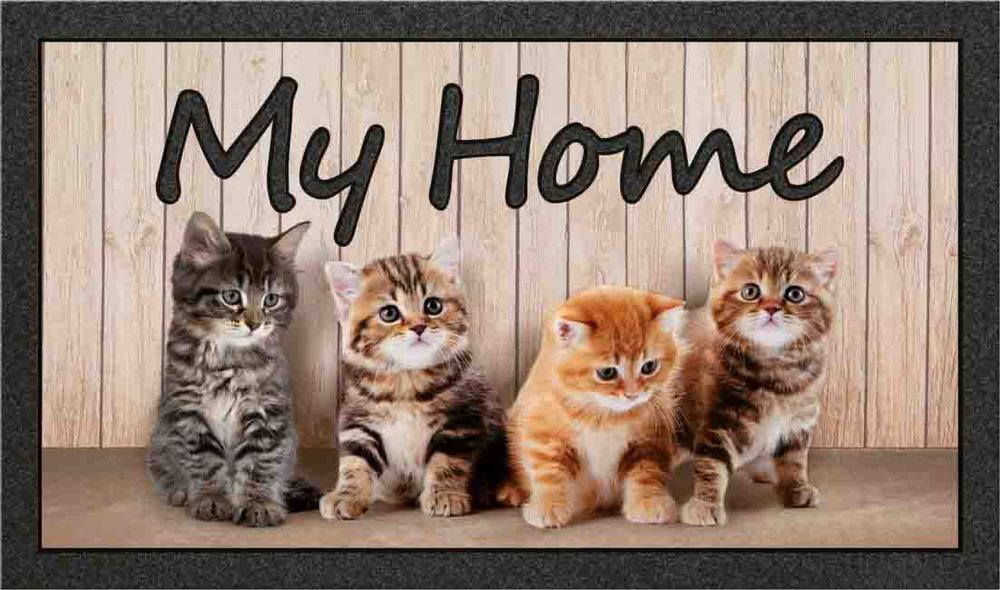 Tapis de sol décoratif My Home format Classic avec motif chatons, dimensions 40 x 68 cm.