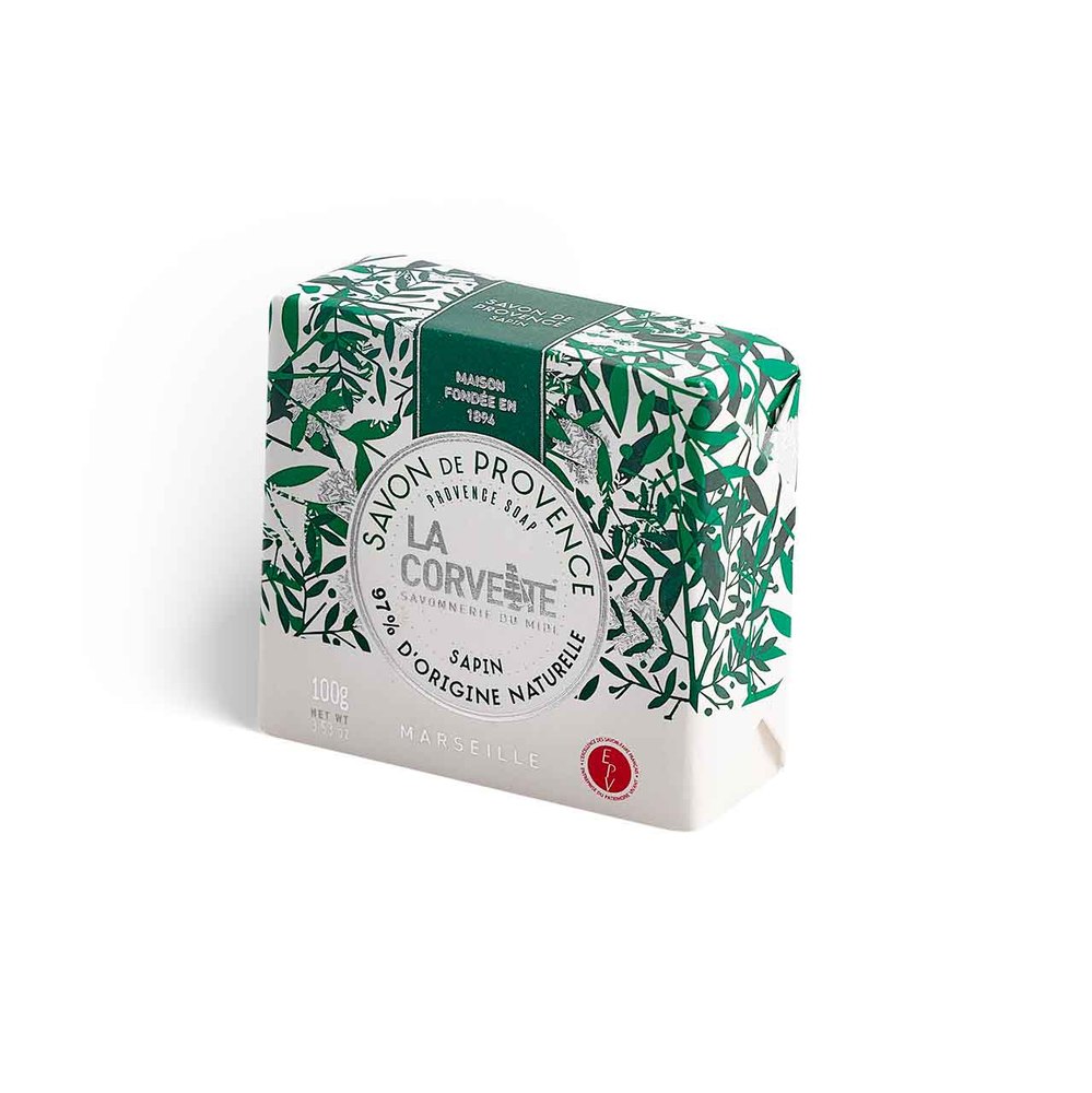 Savon de Provence au sapin 97% naturel, pain rectangulaire de 100 g