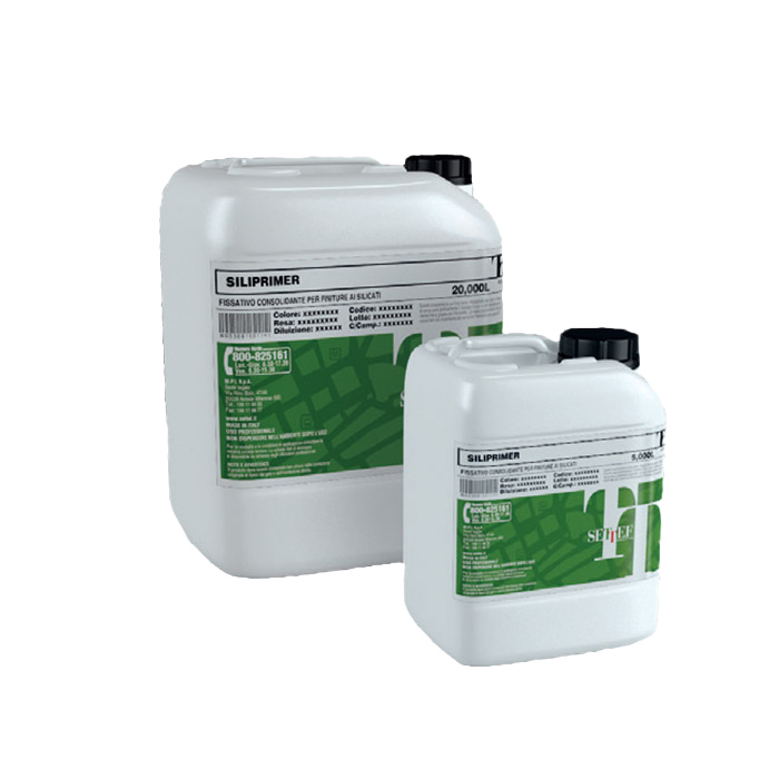 Siliprimer Primaire et Consolidant Minéralisant pour façade, fixateur et durcisseur de surface.