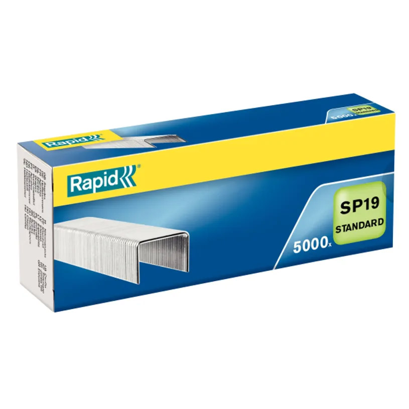 Boîte de 5000 agrafes Rapid Standard SP19 en acier galvanisé pour agrafeuse de bricolage