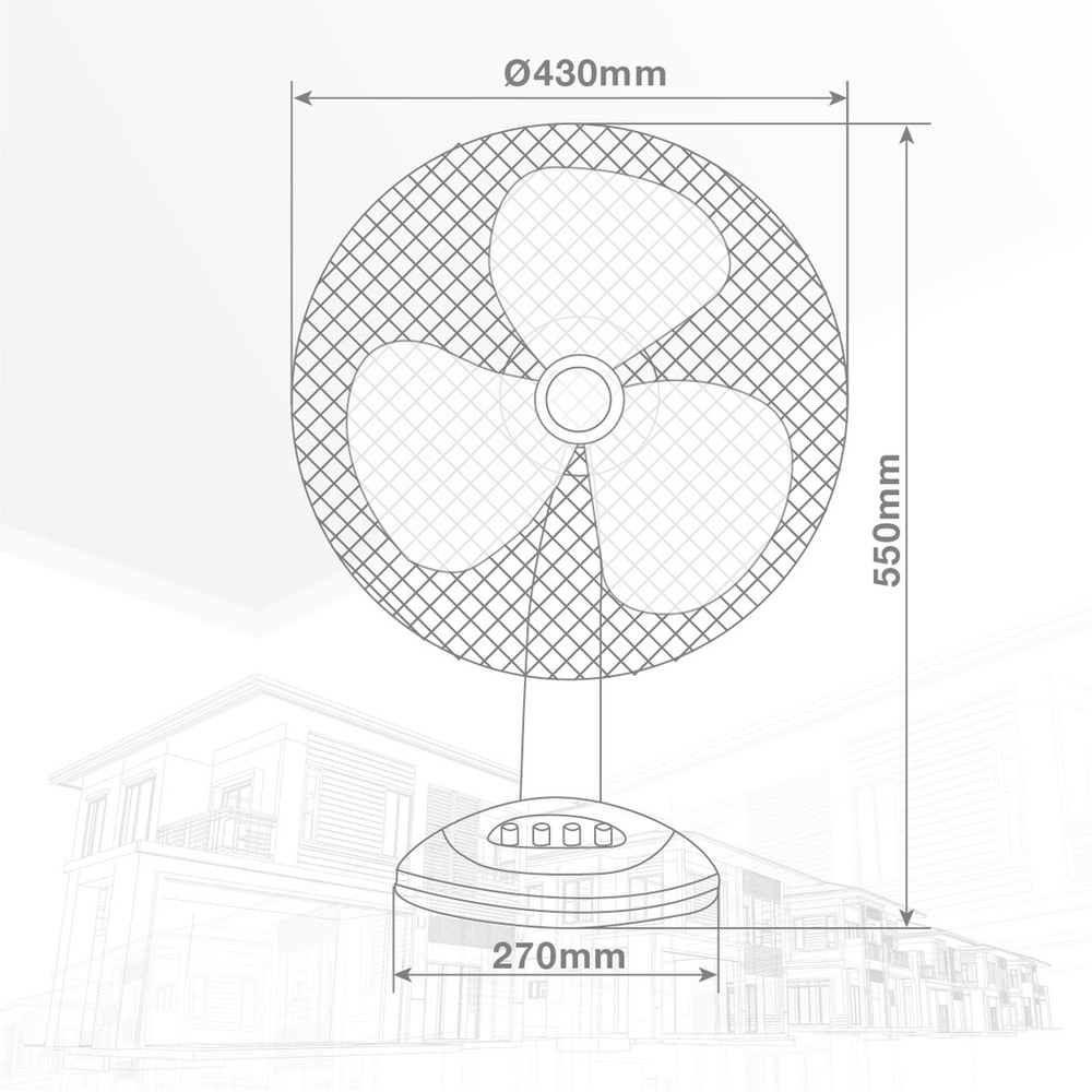 Ventilateur de Table Lindi Ø43 cm 45W 3 Vitesses