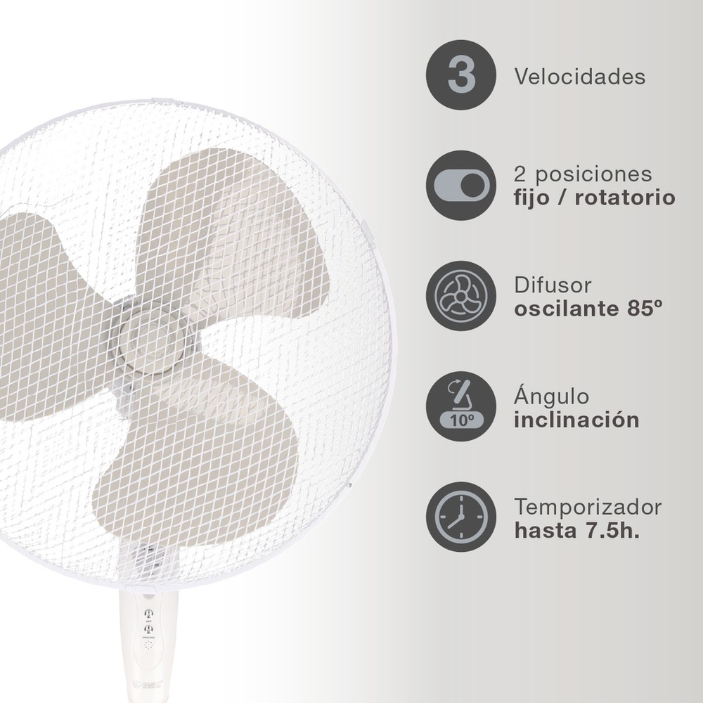 Ventilateur sur Pied Ø43 cm 45W 3 Vitesses Avec Télécommande