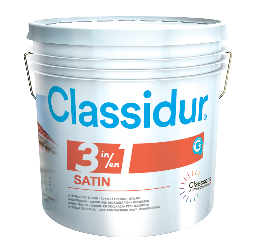 Peinture Classidur 3en1 Satin 10L, isolante et anti-taches