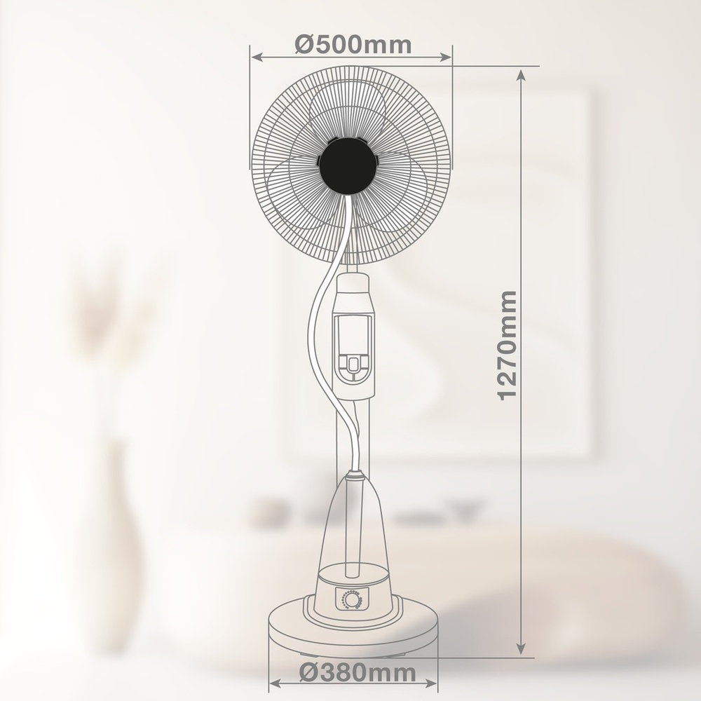 Ventilateur Brumisateur Hukam Ø43 cm 70W 3 Vitesses